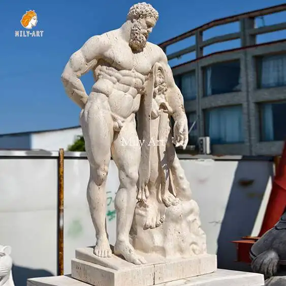 フルサイズクラシックデザイン有名ヘラクレス彫刻筋肉男大理石像販売