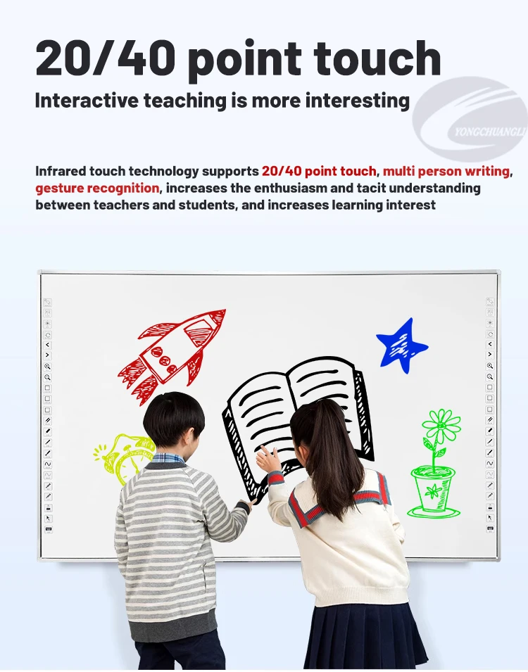 82inch Infrared Finger Multi Touch 20 Points Smart Board Interactive