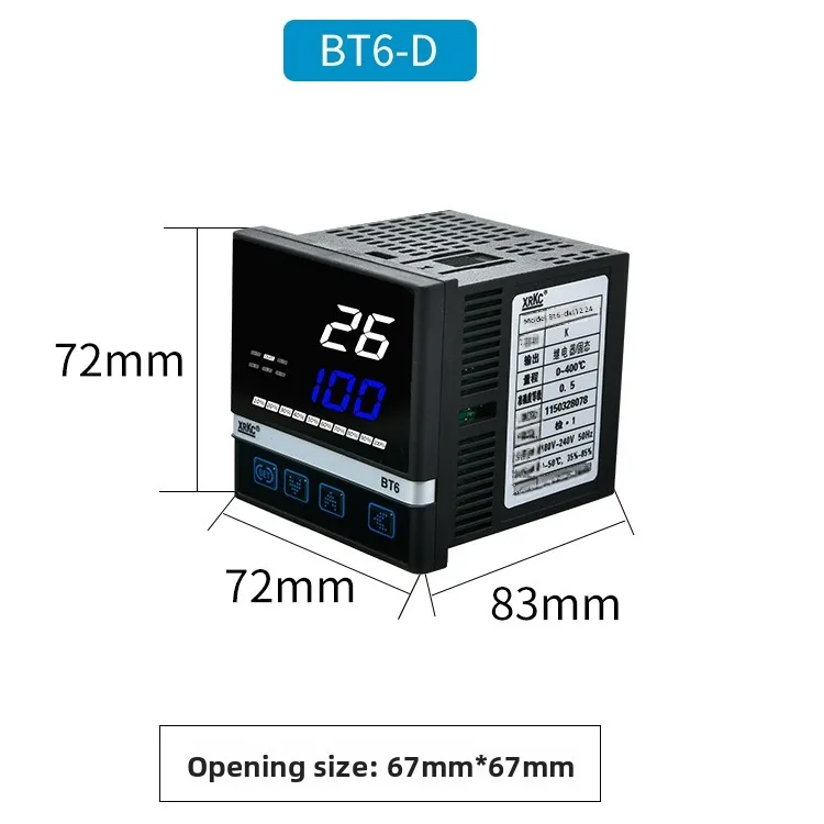 BT6-D 72*72mm Digital Display PID Temperature Controller with RS485 Communication and Timing Function Industry Thermostat