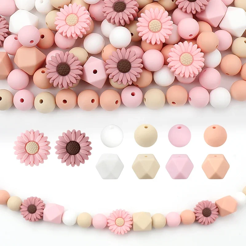26Pcs Nautical Style Waterproof Embossed Silicone Sunflower Shape Bulk Custom Wholesale Focal Wristband Bracelet Set for Making