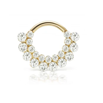 INS Luxury Design 925 silver jewelry Double Row Diamond Round Pierced Cartilage hoop earrings silver jewelry