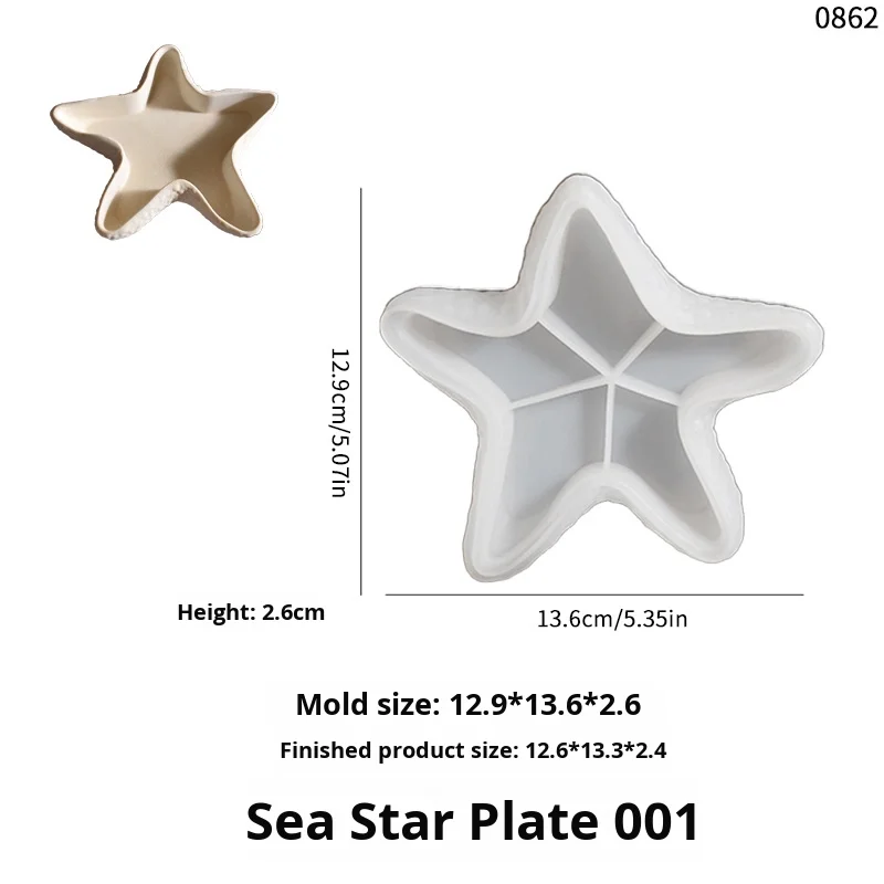 Shell for Starfish Storage Box Mold Conch Candle Cup Gypsum Ornament Shell for Starfish Shaped Dish Non-Stick Silicone Mold factory