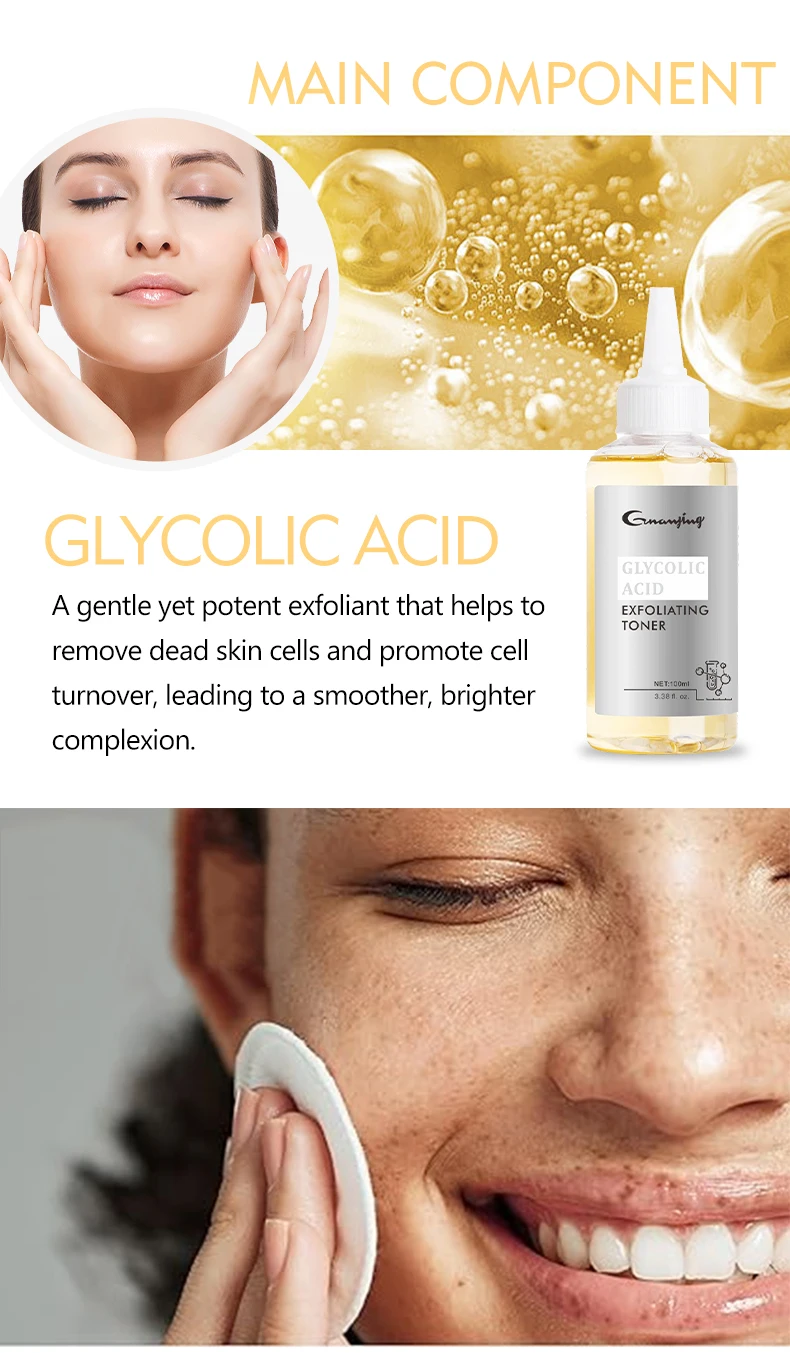 Glycolic Acid Toner Face Brightening Pore Shrinking Reduce Fine Lines Dead Skin Exfoliating Skin Toner (New)