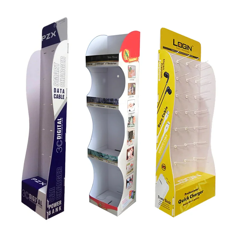 Easy Assembly 4-Shelf Supermarket Display Stand Corrugated Cardboard Floor with Removable Shelves for Promotions