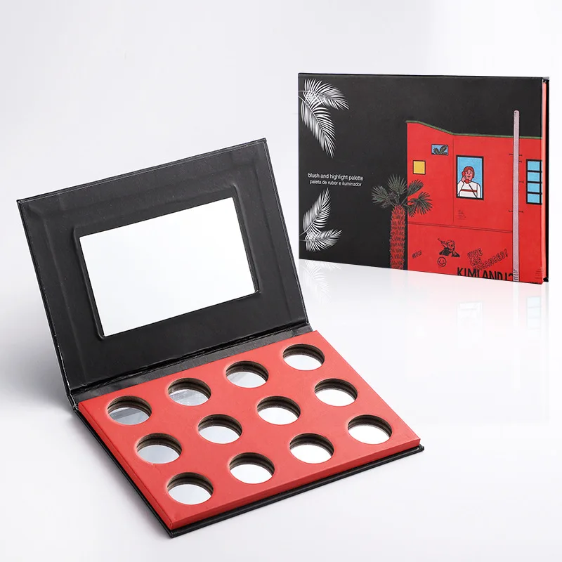 Custom Magnetic Close Flip Paper Makeup Box for Women Factory Cosmetic Packaging with Mirror for Foundation Embossed Printing