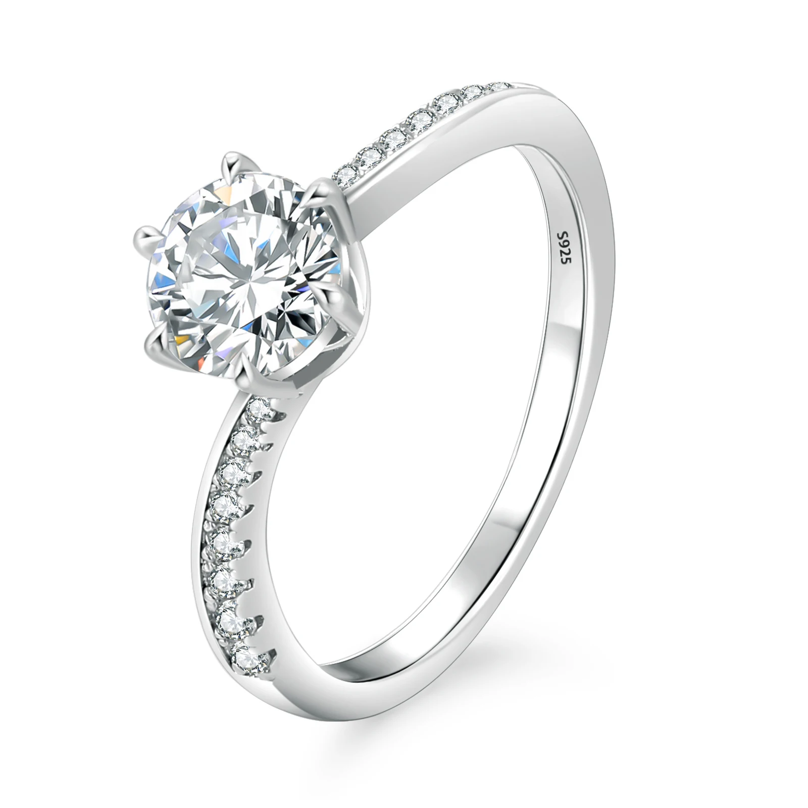 Women's Solitaire Engagement Moissanite Promise Rings GRA Diamond VVS1 Wedding Bands 925 Sterling Silver Moissanite Jewelry Ring
