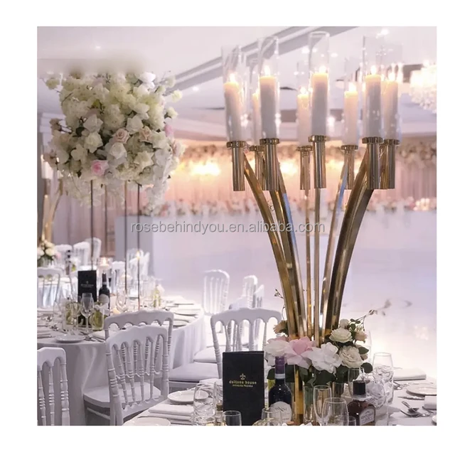 Wedding holder candle metal candelabra of the wedding hall table top centerpieces for wedding table round