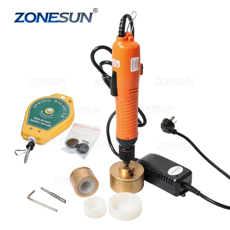 ZONESUN ручная электрическая Небольшая Ручная машина для укупорки бутылок для пластиковых крышек ручная машина для укупорки пластиковых бутылок