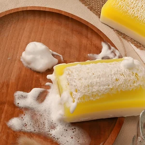 Private Label Lemon Handmade Loofah Soap Bar Whitening Brightening Moisturizing Oil Control for Body Skin OEM Manufacturer