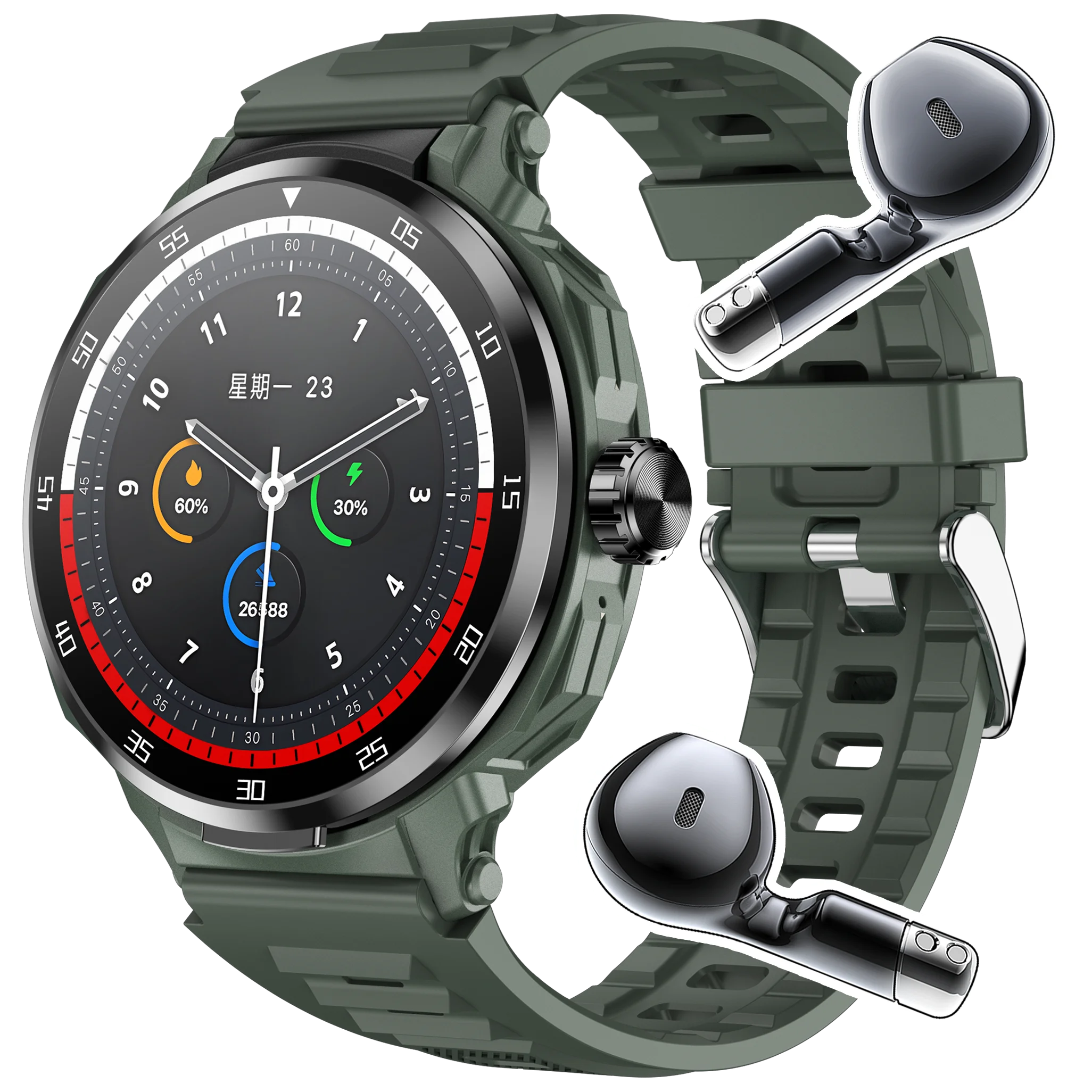 D11 2 in 1 Step Calorie Sleep Heart Rate Pressure Monitor Round Fitness Watch Smart Watch 2-in-1 TWS Earphone SmartWatch Earbuds