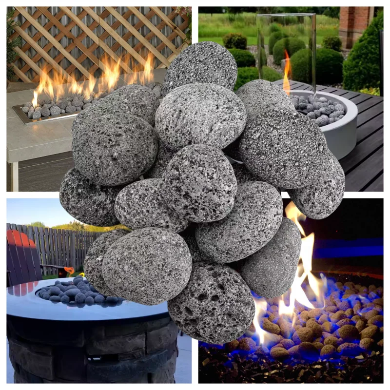 Hot Sale Fire Rock 5-8cm Black Lava Stones Pebbles Stone Sauna Stone Fire Glass Outdoor Fire Pit Garden Landscaping Rocks