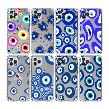 Shockproof Evil Eye Clear TPU cell Phone Case For iPhone 14 pro max