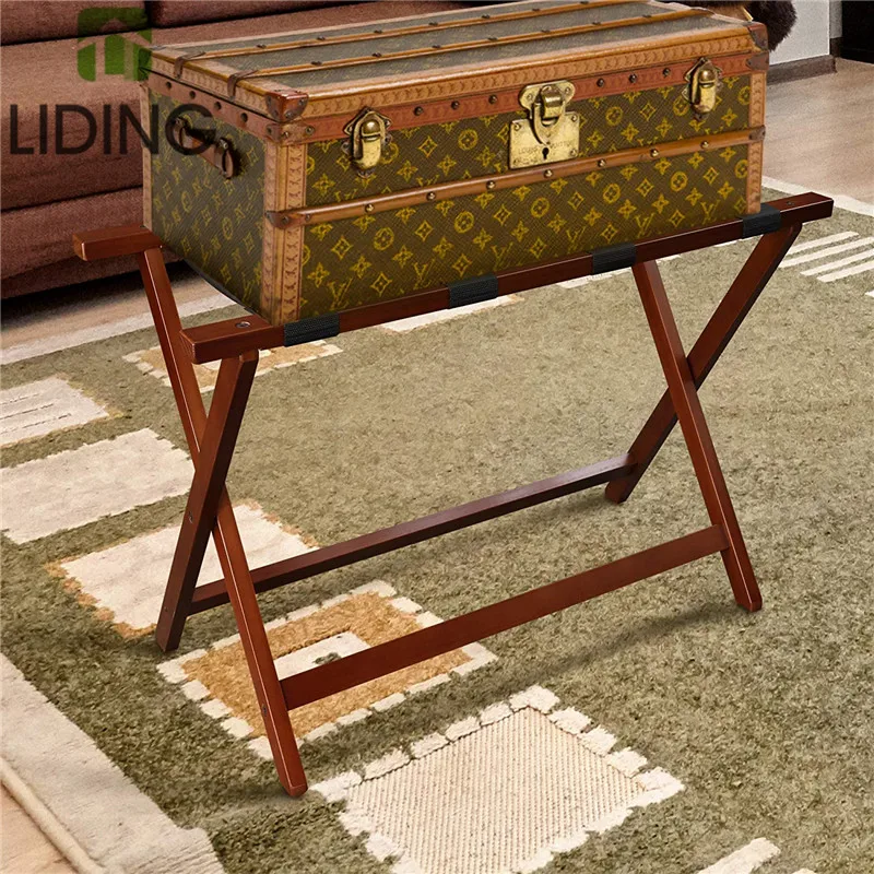 
Вешалка для багажа из натурального бамбука для отелей, Вешалка из бамбукового материала, складная вешалка для хранения багажа 