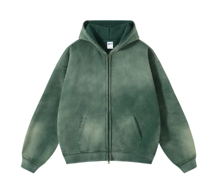 Vintage Cotton Hoodie Men Distressed Washed Oversized Heavyweight Women Plain Color Casual Autumn Fall Winter