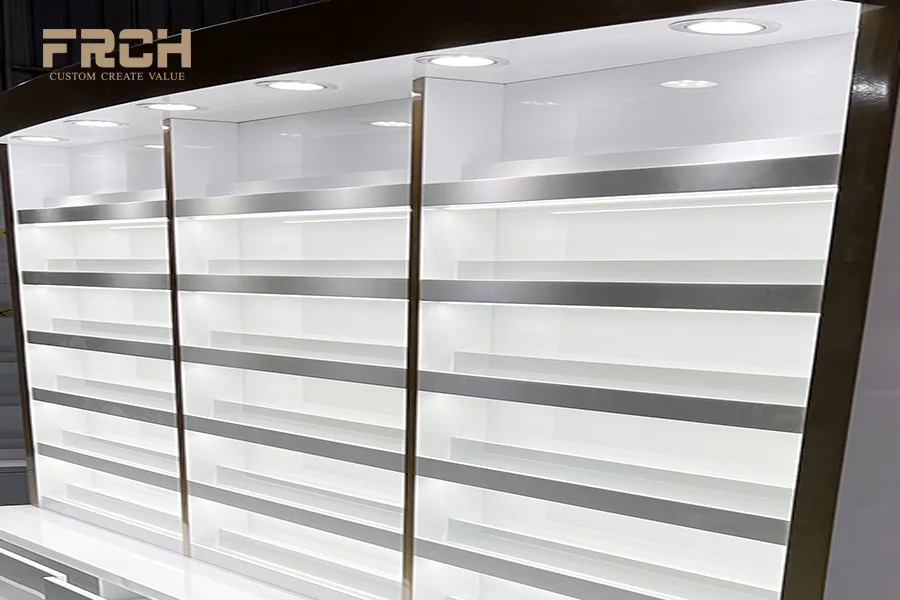 Wholesale 6 Tier Floor Standing Wood Gold Nail Polish Rack