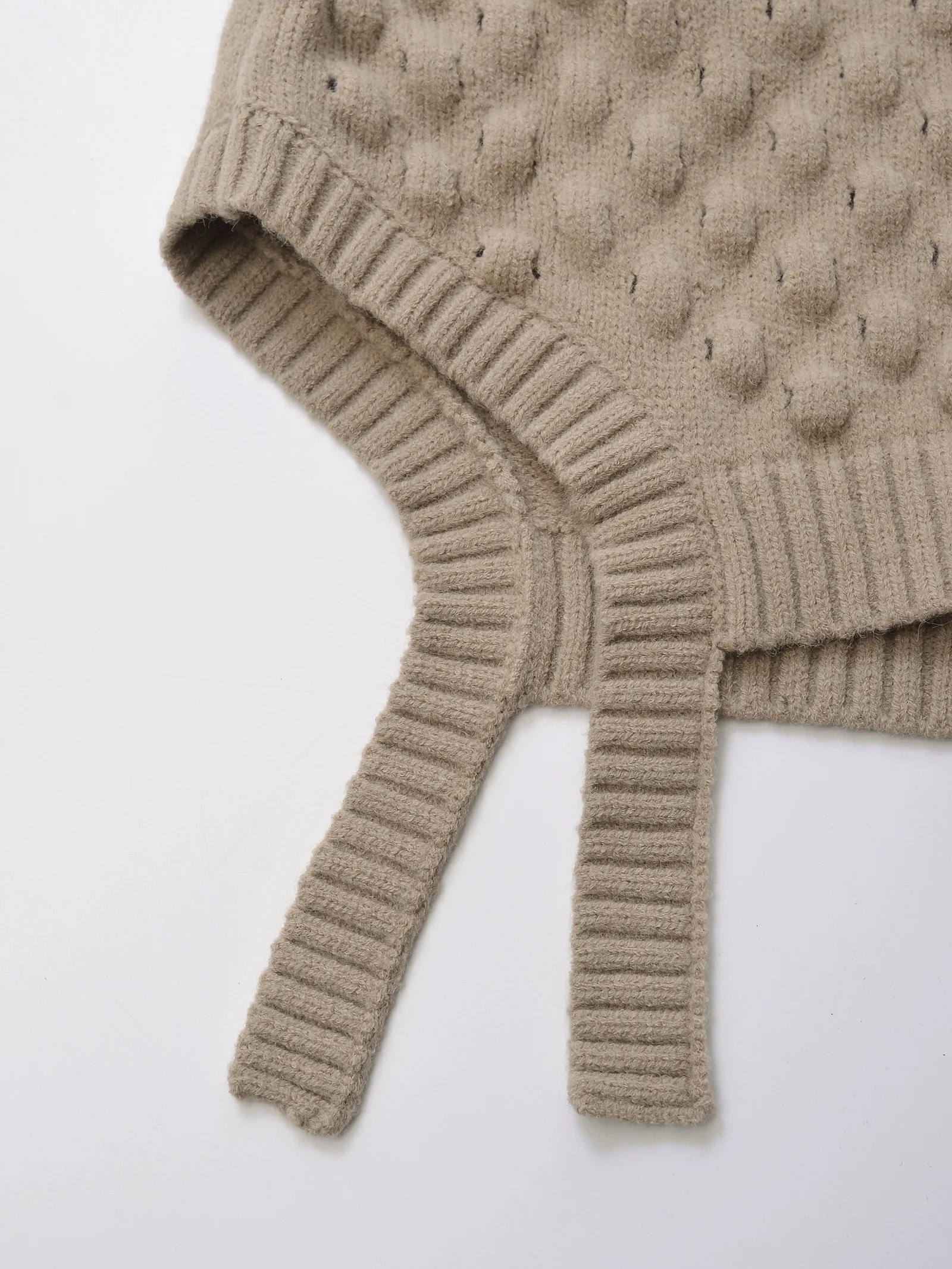 Turtleneck Collar Khaki Color Asymmetrical Design Casual Fashion Sweater Vest for Women