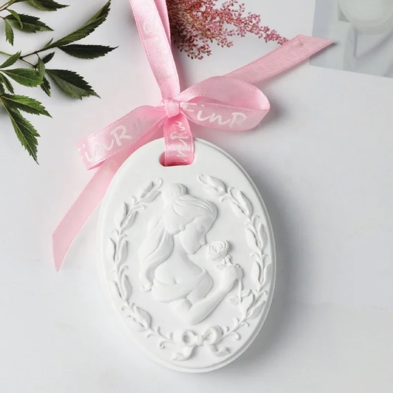 Customized Embossment Porous Ceramic Scented Stone Hanging Car Air Freshener Home Decoration Aroma Essential Oil Diffuser