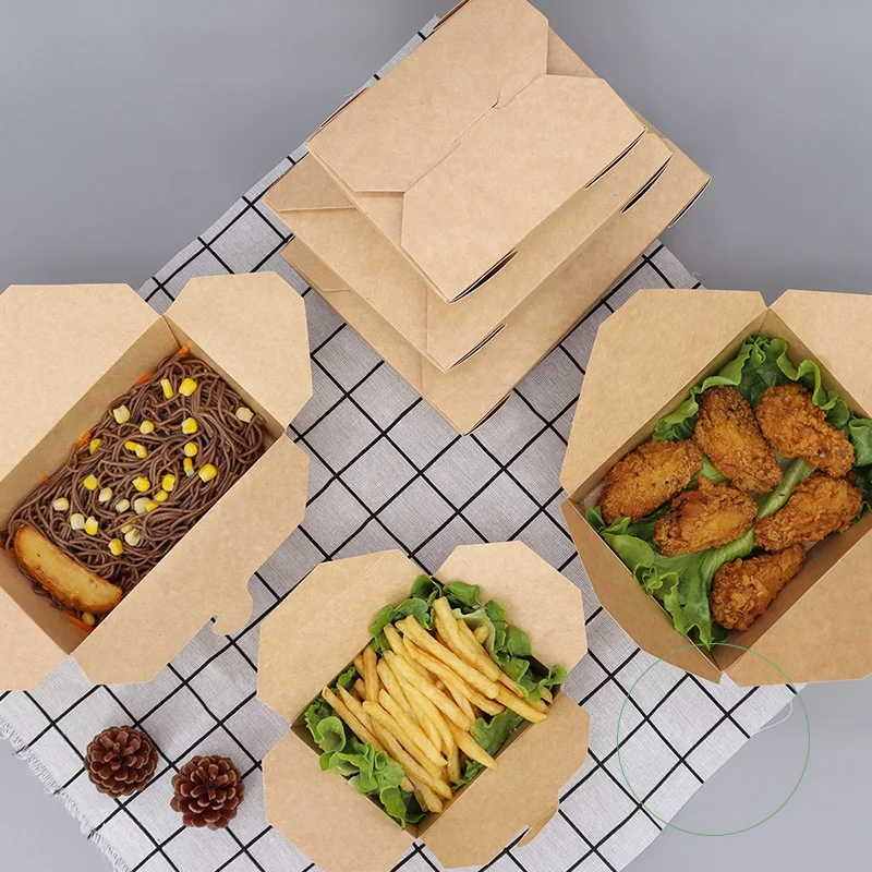 Take Out Fast Food Packaging Paper Boxes Takeaway Food Paper Salad