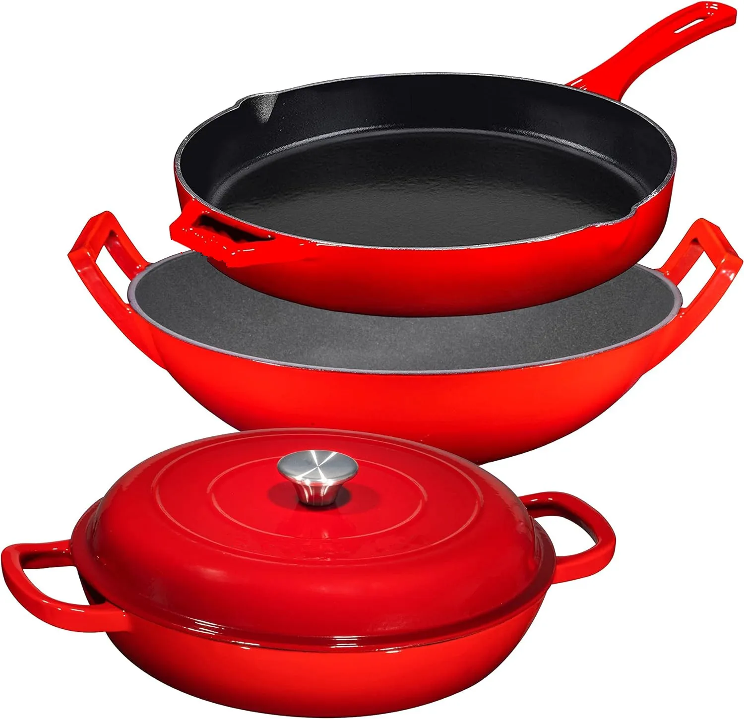2024 New Design Enamel Cast Iron Kitchen Pots and Pans Set Cookware Set Multifunction Dutch Oven With Cover Cooking Kitchenware