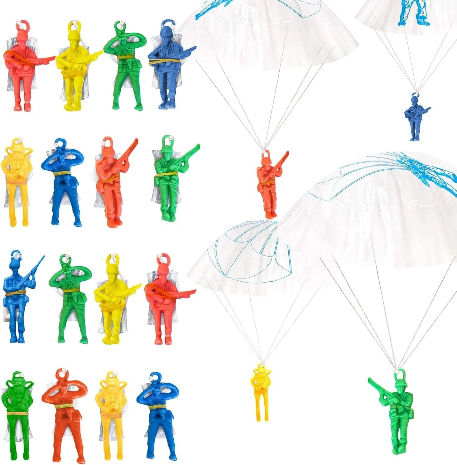 Mini Paratroopers With Parachutes Vinyl Parachute Men Toy In Assorted