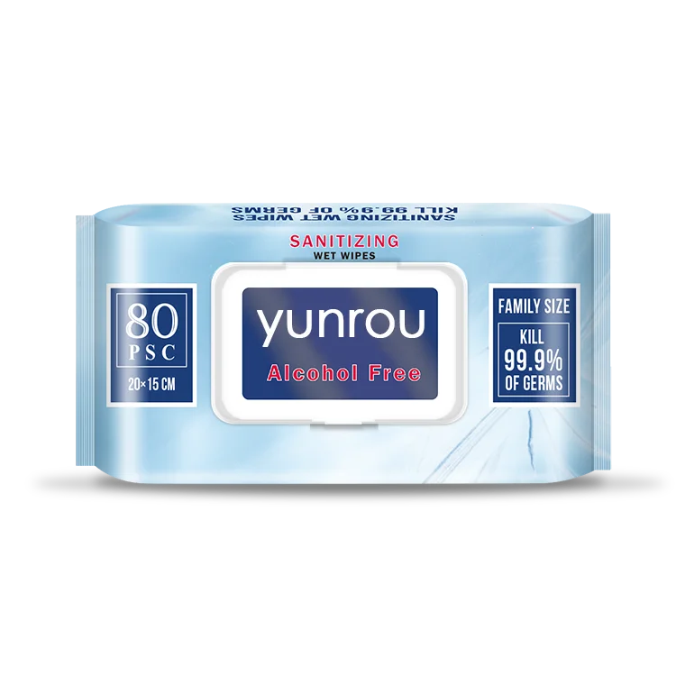 80 pieces Ethyl free  Hands cleaning wipes 99.9% kill germs cheap unscented sanitizing wet wipes