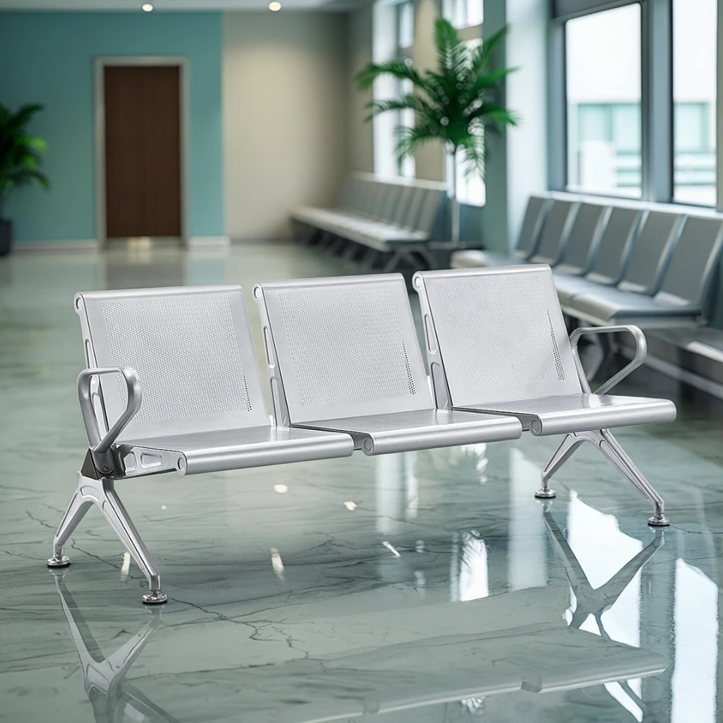 Durable Commercial 3Seats Cold Rolled Steel High Quality Chairs Indoor Outdoor Events Lightweight Stackable Seating Party Rental 2