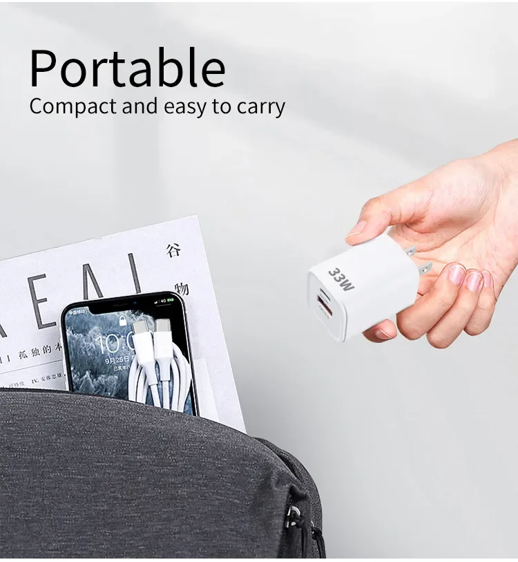 33W Dual Ports USB Phone Fast Charger 33W QC Type C Wall Charger US EU Plug Mobile Phone Charger For Xiaomi Mi Redmi