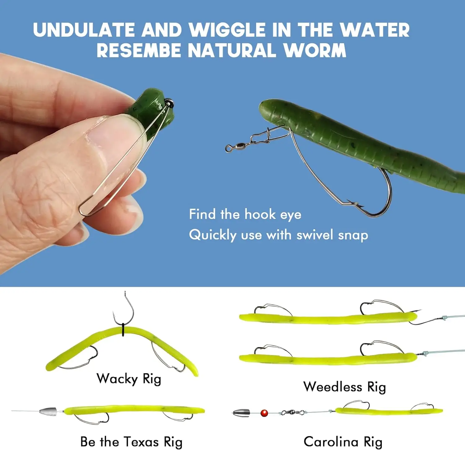 Weedless Pre-rigged Bass Fishing Lures,Double Super Sharp Weedless ...