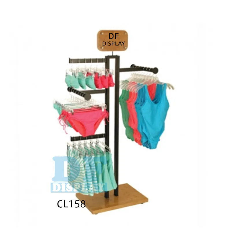 Cl158 Wood And Metal Cloth Display Rack,Clothes Hanging Display Stand