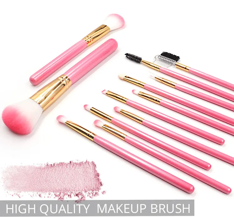 Pink Makeup Brush Sets 12Pcs Foundation Wood Handle 2022 New Product Wholesale Oem Shenzhen Lipstick Eyeshadow Make Up Brushes