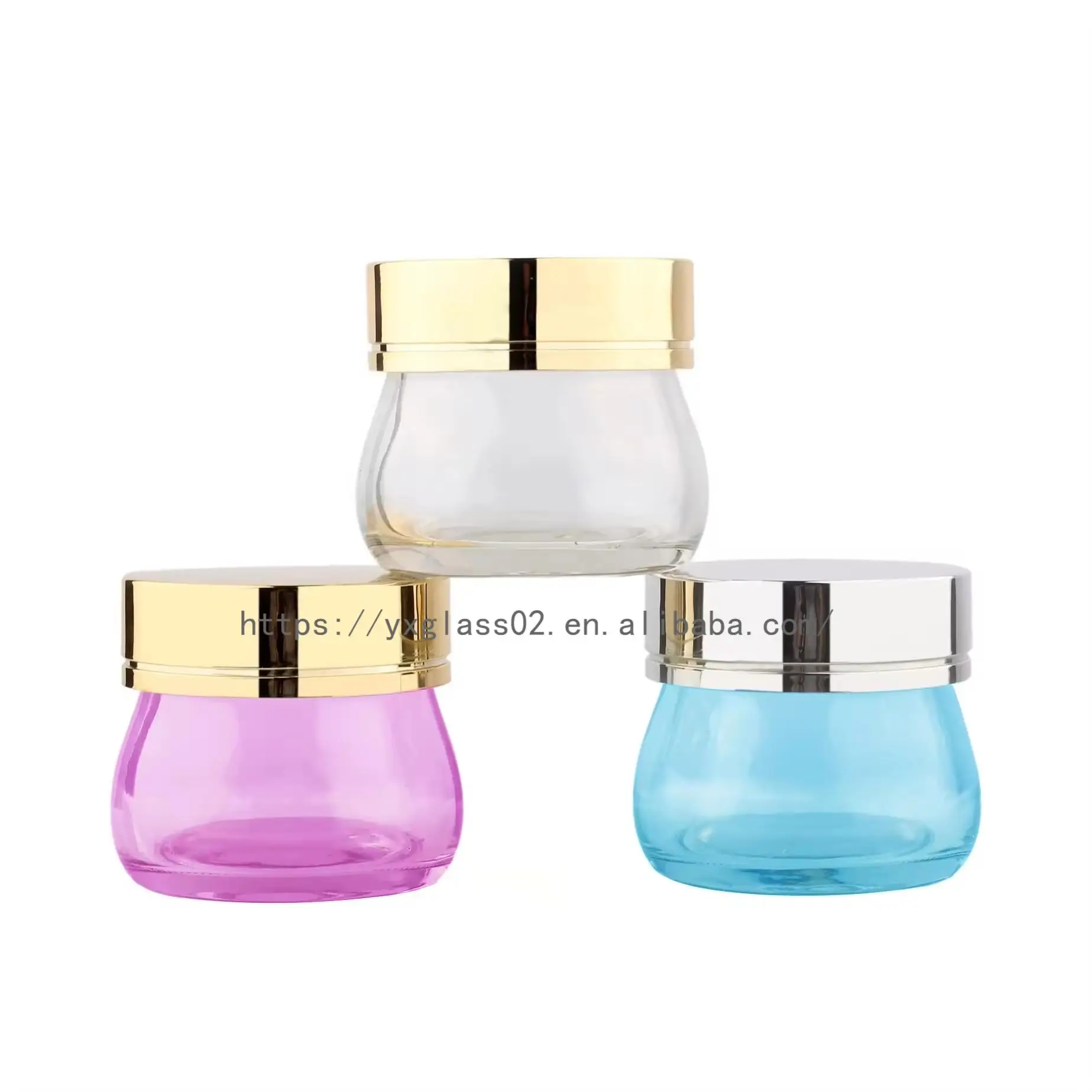 Hot Wholesale Colorful cream bottle Body scrub container skincare  glass jar day and night facial bottle cosmetic packaging 120g