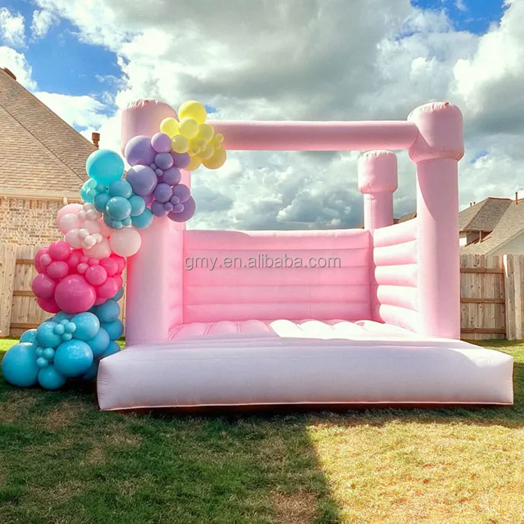 Modern bouncing moonwalk inflatable jumper pink castle bounce house for kids adults