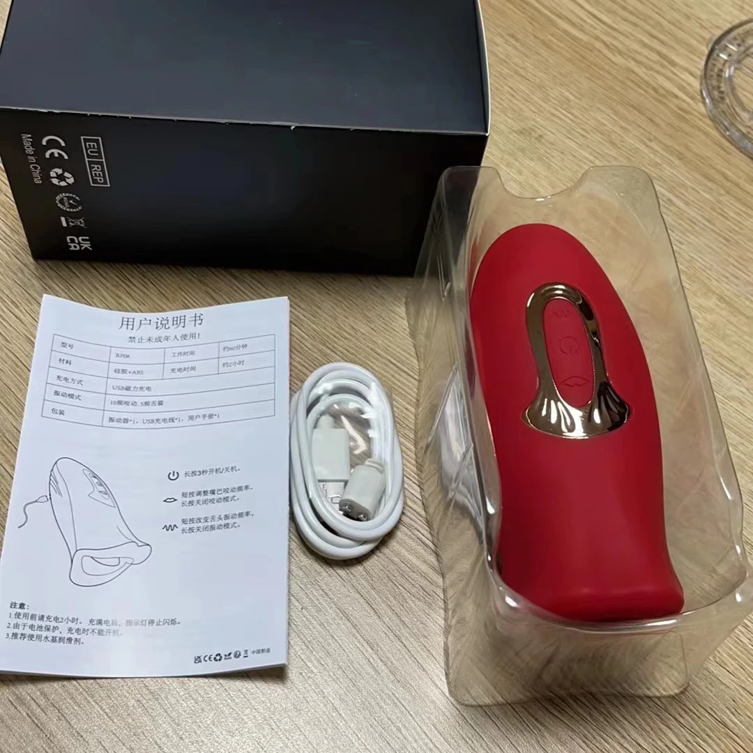 Women's 10 French Kissing Patterns Vibrating Tongue Rose Dildo Sex Toys Massager for Clitoral