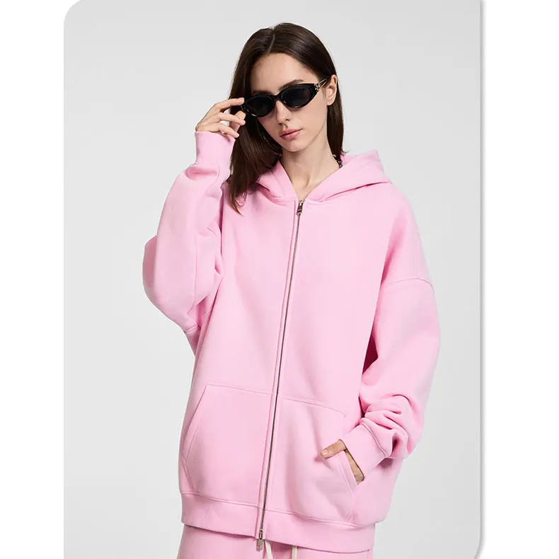 AU Custom Women's Trendy Zip-up Hoodie Cardigan Organic Fleece Sweatshirt Loose Fit Long Sleeves for Fall Season One Fits All