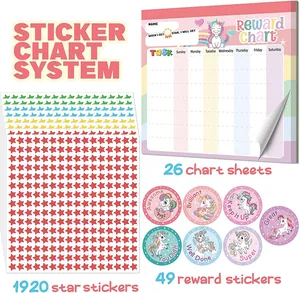 New Arrival Custom Cute 26 Sheets 1920 Stickers Motivate Responsibility Good Habits Preschool Children Behavior Reward Chart