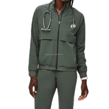 GloriouIn Female Mesh Lining Scrubs Jacket Venthole Nurse Scrubs Set Hospital Doctor Clinic Wholesale Medical Uniform Stretch