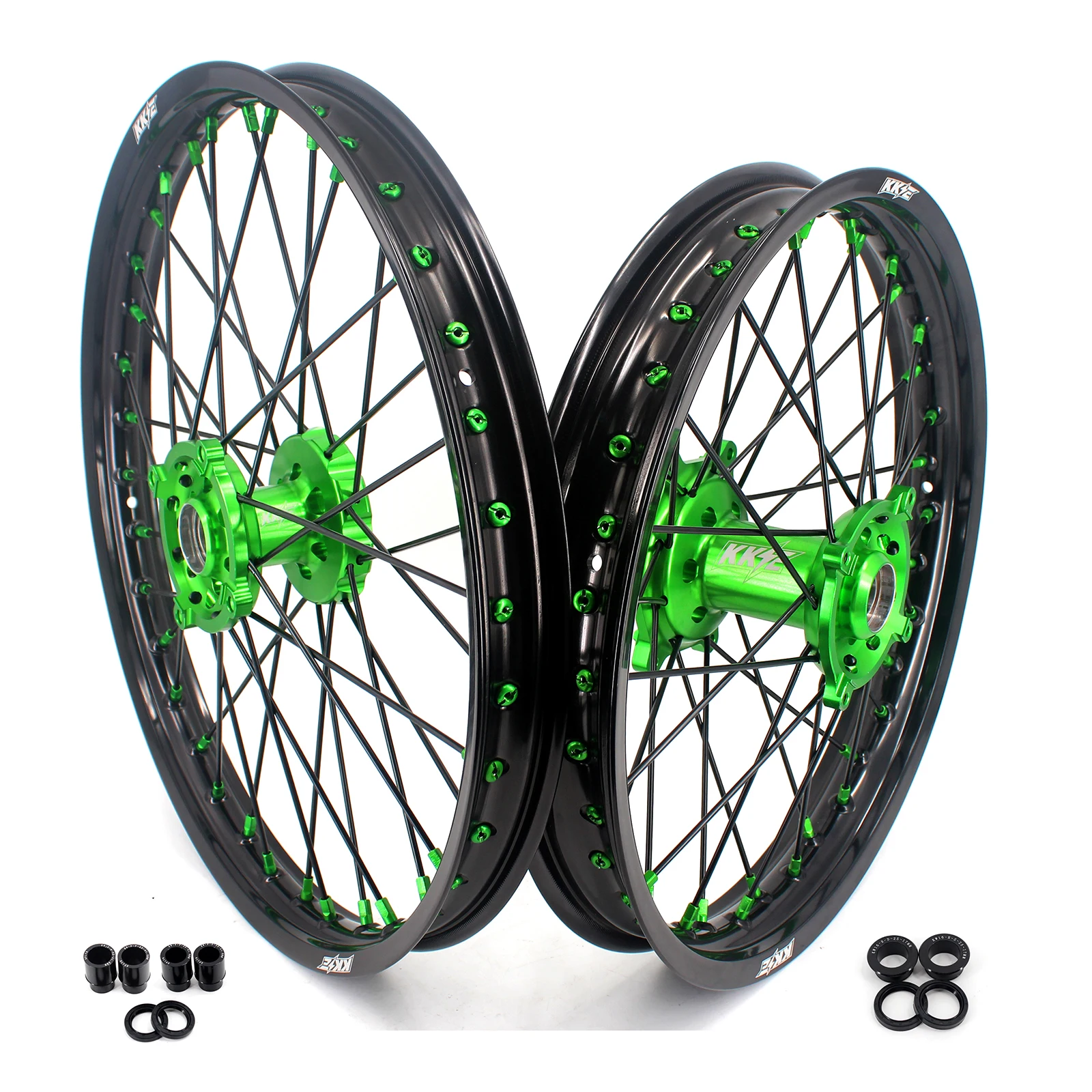 Kke Motorcycle 21/19 Dirt Bike Wheels Rims Set Compatible With Kawasaki Kx250f Kx450f Kx125