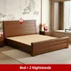 Letto, Marrone Noce + 2 Comodini