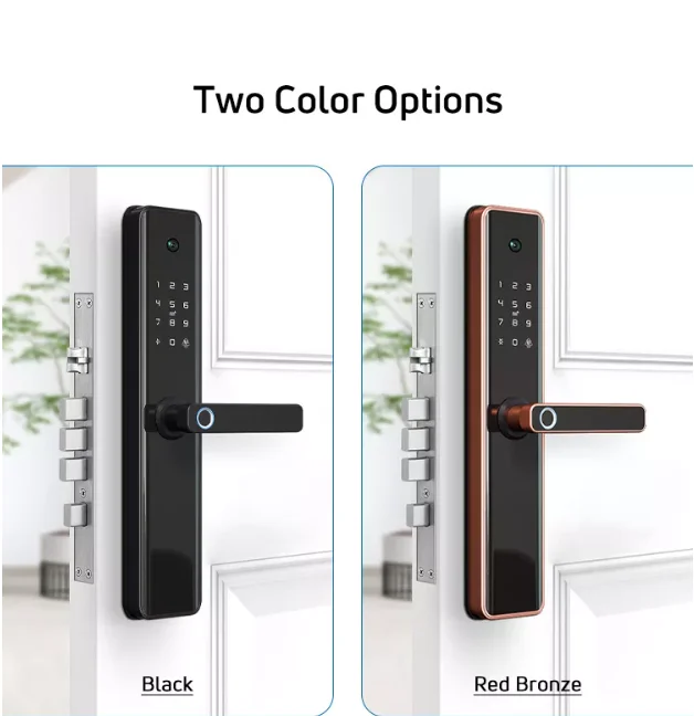 Glomarket WIFI Tuya APP Control QR Card Fingerprint Door Lock Digital Lock Intelligent Electric Smart Door Lock With Camera