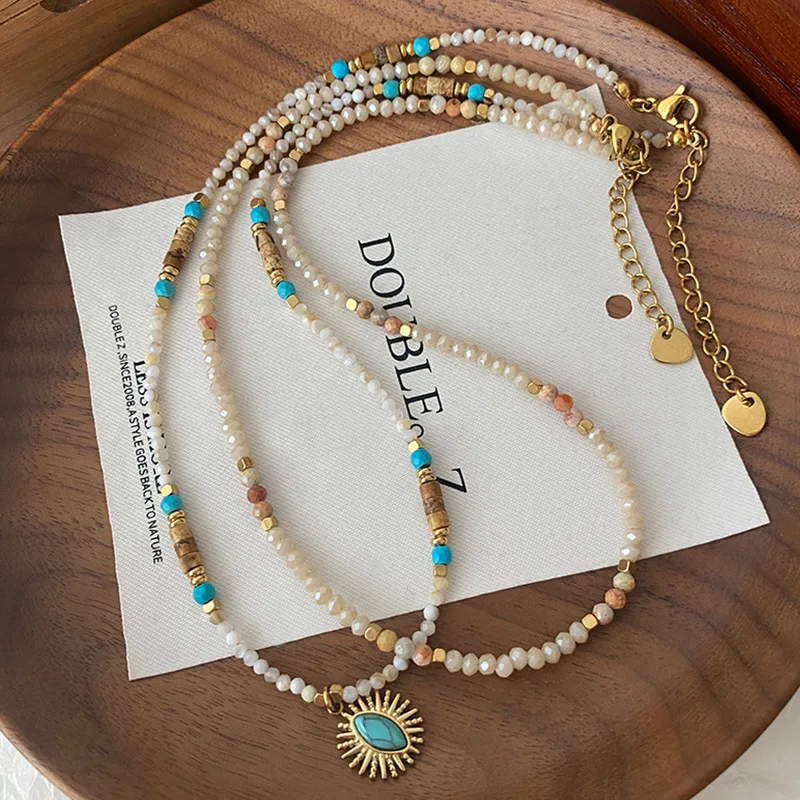Gold Chan Necklace Women Pearls Beaded Necklace Emerald - Etsy