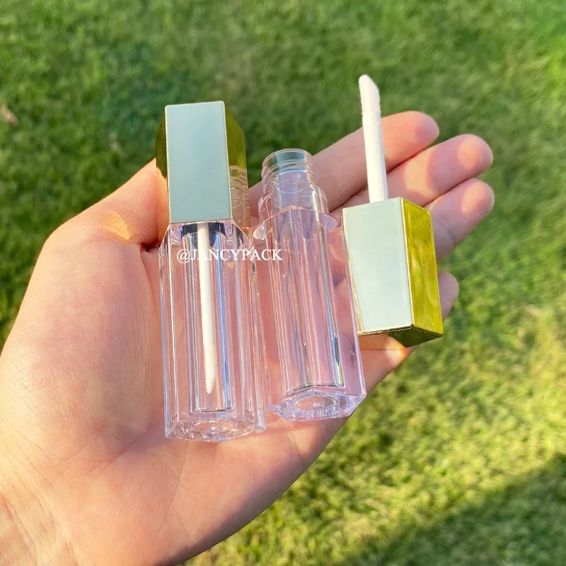 JANCY PACK 5ml Unique Hexagon Shape Rose Gold Silver Gold clear Lipgloss Container Tubes