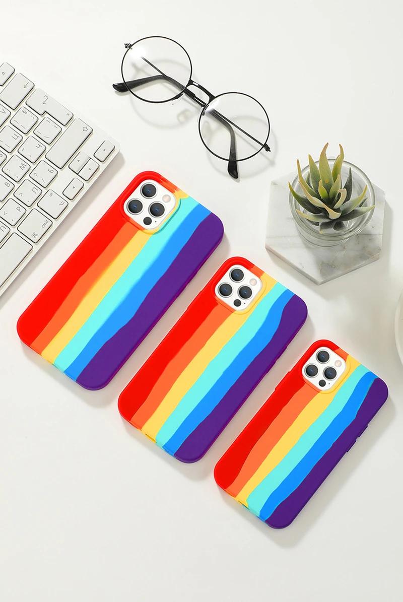 Laudtec Original Liquid Silicone Rainbow Case For iPhone All-inclusive Silicone Case iPhone 11 12 13 Pro Max details