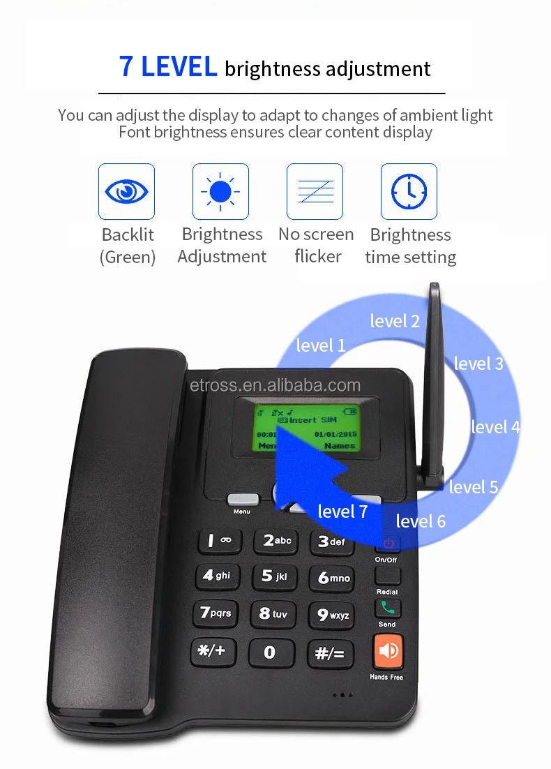 Gsm Fixed Wireless Desktop Phone Table Phone Analog Cordless Phone with Fm