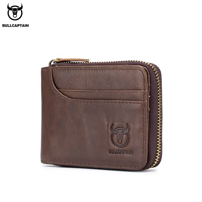 Men Wallet with Zipper | Zipper Leather Wallet For Men RFID Card Holder | RFID Genuine Leather Purse Pocket, Multifunctional Driver's License Card