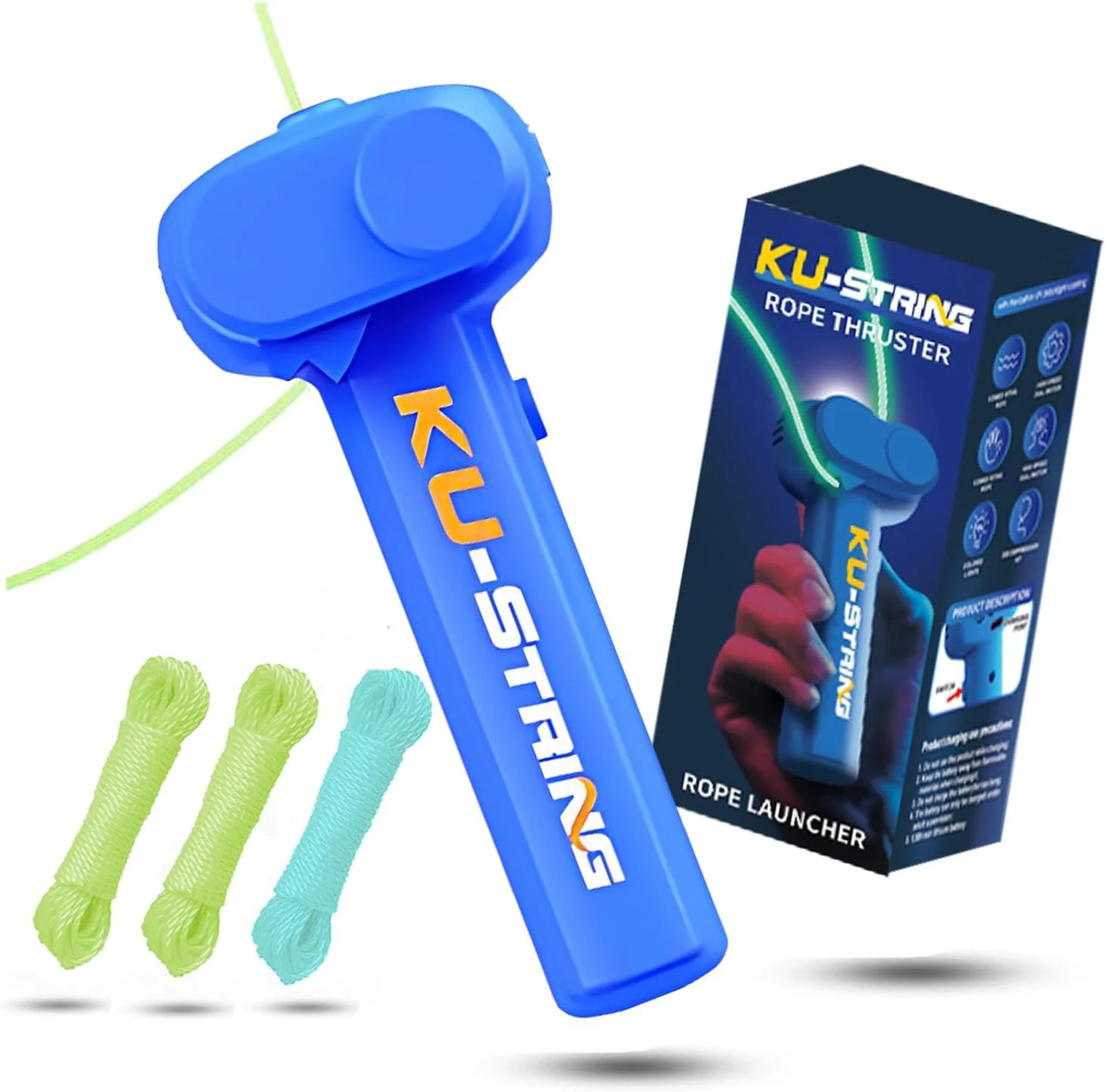 Lanceur à Corde,Lasso String Shooterm de Lanceur,Zip String Jouet,ZipString Hélice avec Corde à Corde, Fidget Toy de Décompression,pour Chats Chiens Enfants Adultes (Bleu