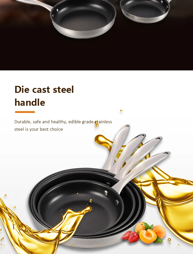 Hot Selling Stainless Steel Fry Pans Modern Nonstick Cookware Set Kitchen Cooking Pans manufacture