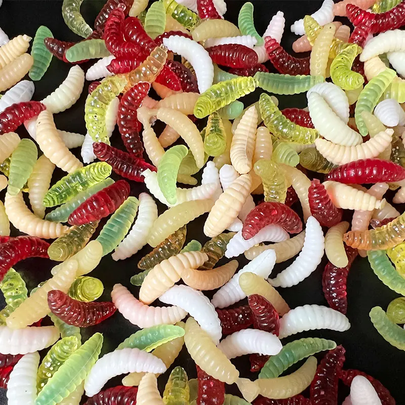 50 Pezzi Vermi Grub Luminosi 2 Cm: Esche Morbida Per Pesca Di Bass, Persici E Trote - Set HENGJIA