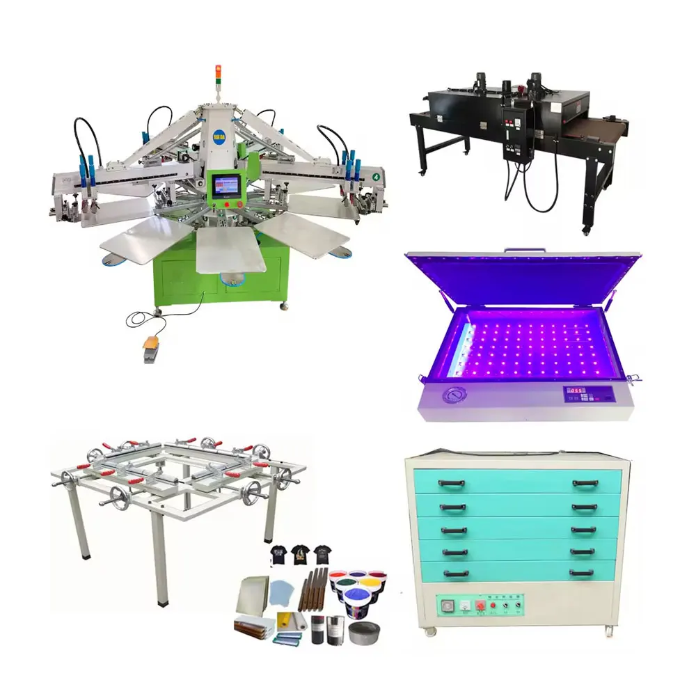 3 Color Automatic Screen Printing Press Machine With All Stuff