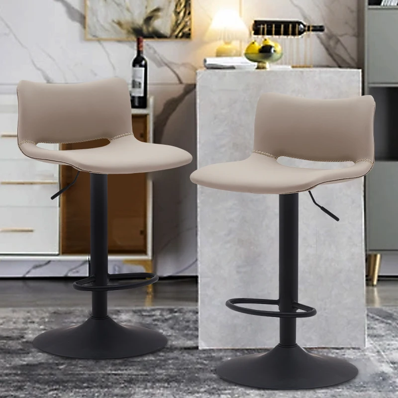 Кресло барное роскошное серое пенопластовое сиденье из искусственной кожи с черным металлическим основанием регулируемая высота поворотный барный стул для клуба