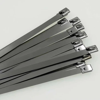 100pcs 304 Stainless Steel Cable Ties Wrap Coated Self Locking Metal Zip Ties (Stainless Steel, 11.8inch)